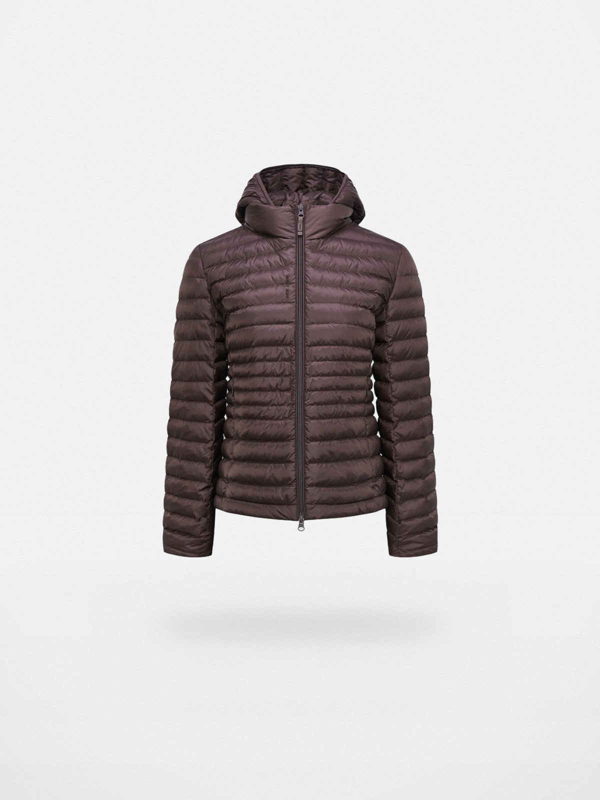 RARELY ALIKE Detachable Hood Down Puffer in Brown