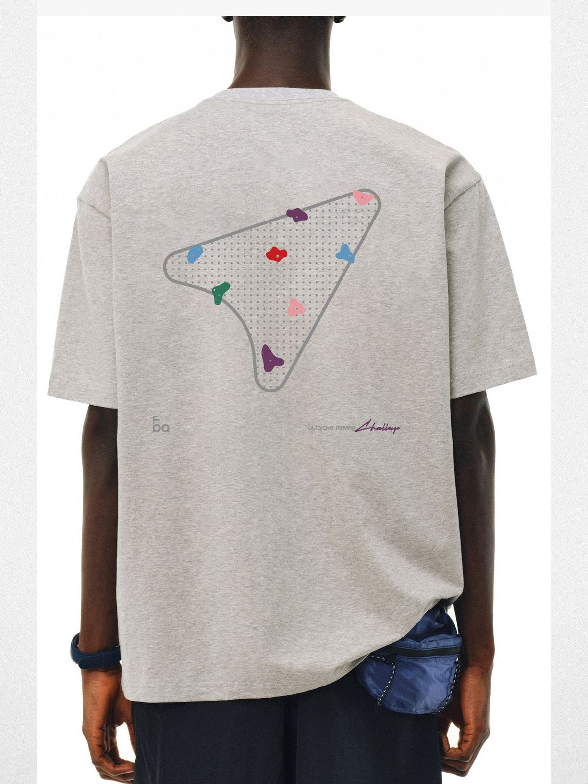 FPA Climbing Route Graphic T Shirt in Gray - On Model