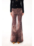 BeerBro Lyocell Paisley Micro Flare Pants in Brown - On Model