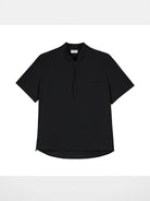 Simple Project Half Placket Nylon Shirt in Black