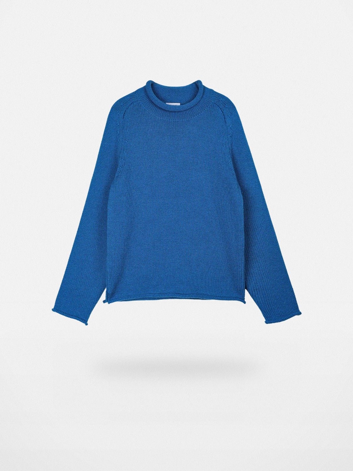 Simple Project Rolled Hem Shepherd Sweater in Blue