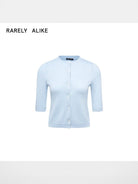 RARELY ALIKE Pure Wool Mid Sleeve Cardigan in Sky Blue