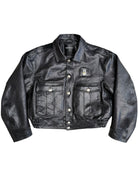 UNKNOWNWORLD Cropped Padded Horsehide Leather Jacket in Black