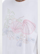 THELIGHT OFFICIAL Shell Print Rhinestone Sweatshirt in White - On Model