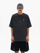 MasonPrince Oversized Raglan Football Tee in Black - On Male Model