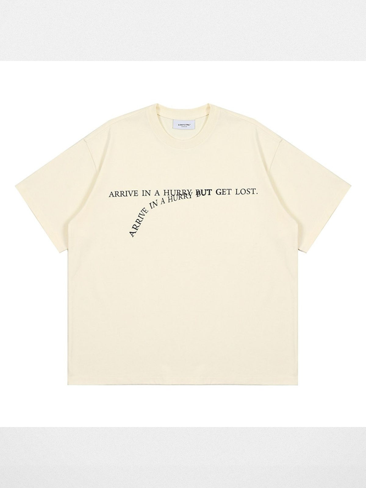 LOSTCTRL Withered Letters Heavyweight T Shirt in Cream