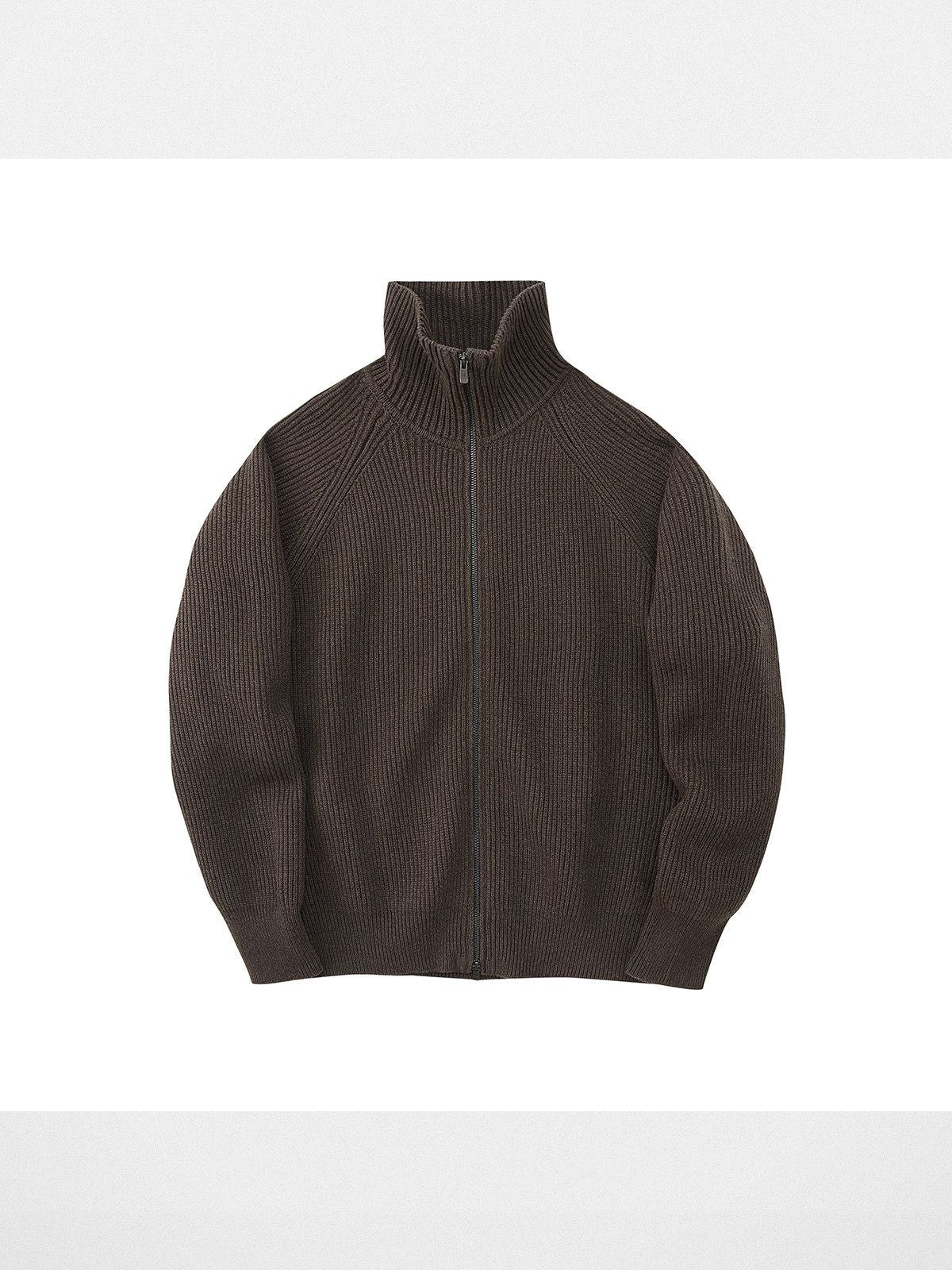 NANS Heavyweight Raglan Zip Cardigan in Brown