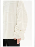 LOSTCTRL Wavy Stripe Textured Sweater in White - On Model