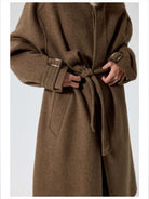 Simple Project Leopard Collar Double Faced Wool Coat in Brown - On Male Model