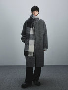 NANS Double Faced Wool Rabbit Hair Coat in Gray