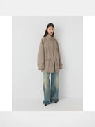 RandomPiece Heavyweight Cotton Twill Jacket in Beige - On Model