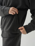 ROYA Wool Blend Zip Up Cardigan in Gray - On Model