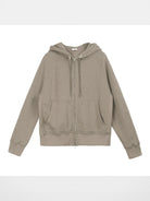 Simple Project Cotton Blend Zip Up Hoodie in Beige