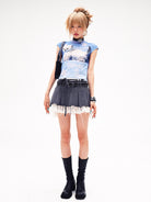 CFIERCE Nothing To Wear Kitten T Shirt in Blue - On Model