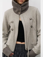 THELIGHT OFFICIAL Contrast Collar Heavyweight Jacket in Gray - On Model