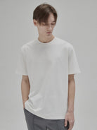 NANS Heavyweight Cotton Long Sleeve Tee in White - On Model