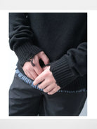 Roolrren Homme Distressed Layered Wool Sweater in Black - On Model