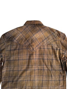 UNKNOWNWORLD Distressed Raw Hem Plaid Shirt in Coffee - Detail