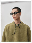 NANS Heavyweight Boucl Wool Sweater in Olive