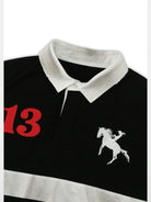 SOD Distressed Embroidered Rugby Polo in Black - Detail