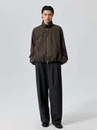 Simple Project Stand Collar 3M Thinsulate Puffer in Olive - On Model