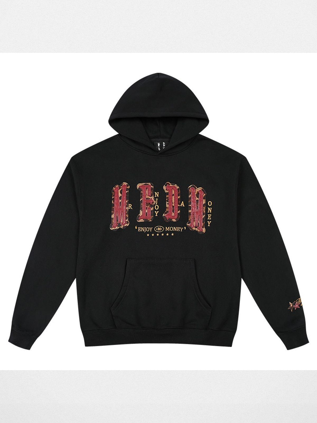 MEDM Pony Hair Appliqu Fleece Hoodie in Black