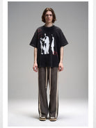 LOSTCTRL Mohe Ballroom Washed Graphic Tee in Black - On Male Model