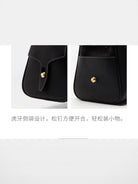 Songmont Contrast Stitch Leather Bowling Bag in Black - Detail