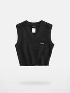 MASONPRINCE Mohair Blend V Neck Vest in Black