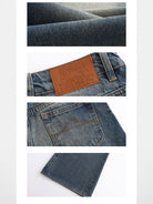 Ariseism Washed Blue Wide Leg Jeans in Blue - Detail