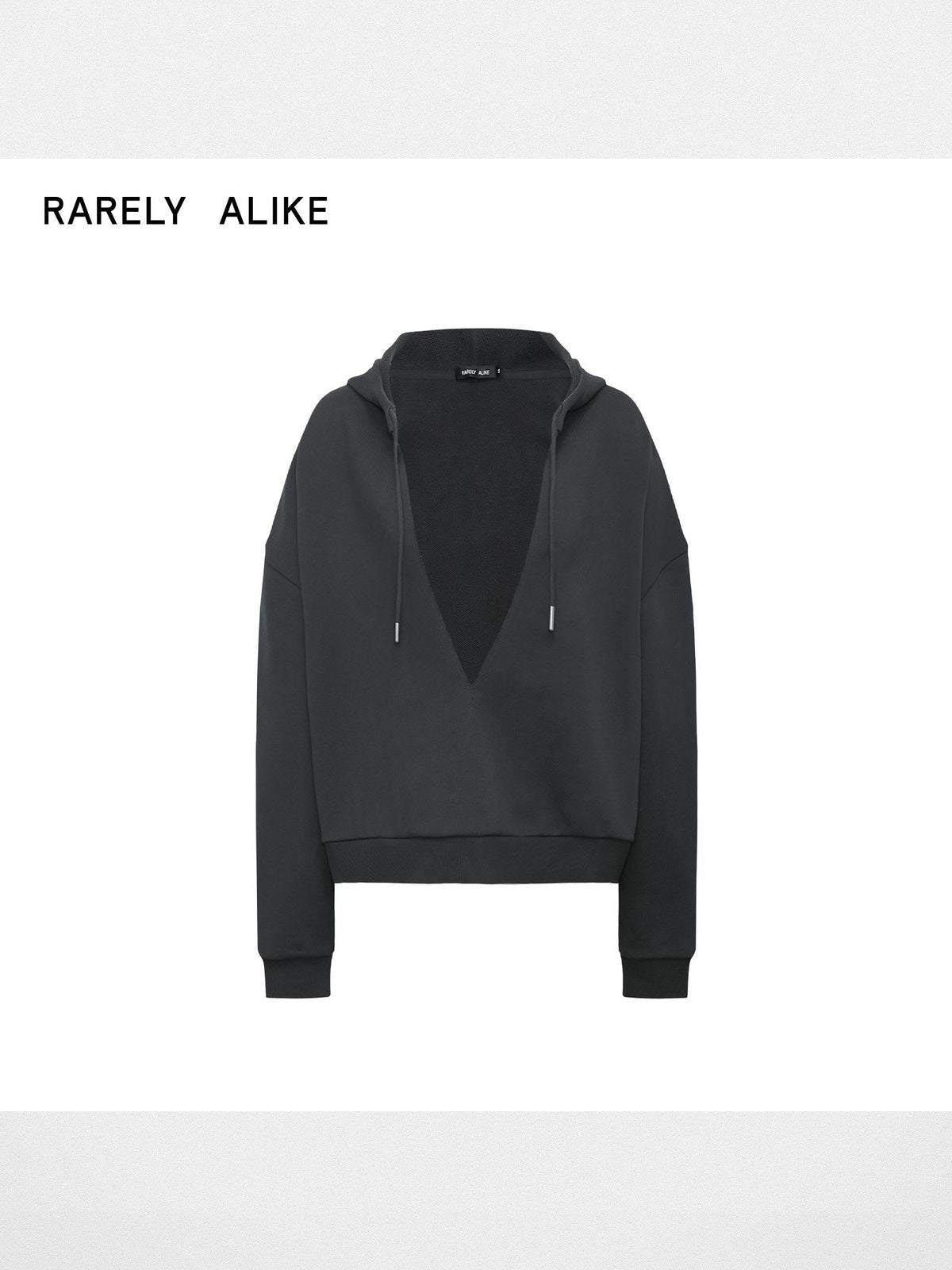RARELY ALIKE Deep V Neck Cropped Hoodie in Gray
