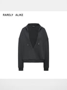 RARELY ALIKE Deep V Neck Cropped Hoodie in Gray