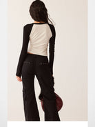 BeerBro Riveted Cargo Flare Pants in Black - On Model