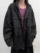 NeverSeez Spliced Neck Lyocell Blend Top in Gray - On Model