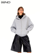 FaxCopyExpress Heavyweight Terry Zip Up Hoodie in Gray - On Model