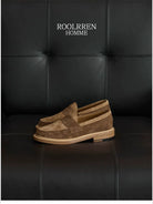 Roolrren Homme Suede Penny Loafers with Leather Sole in Brown - Lifestyle