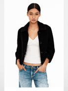PUKI Cropped Tweed Jacket in Black - On Model