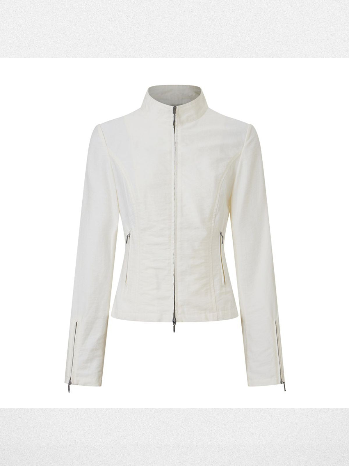 Alright then Textured Cotton Biker Jacket in White