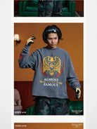 SWFI Distressed Graphic Waffle Long Sleeve in Gray - On Model