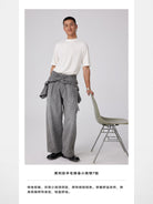 Simple Project Merino Wool Mock Neck T Shirt in White - On Male Model