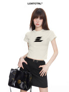 LOSTCTRL Heavyweight Cotton Crop Tee in White - On Model