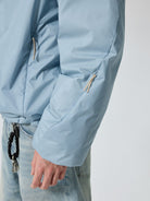 Simple Project Shell Shape Hooded Puffer Jacket in Sky Blue - On Male Model
