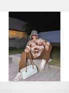 BeerBro Oversized Camo Knit Sweater in Beige