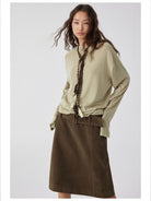 Simple Project Belted Suedette Mini Skirt in Brown - On Model