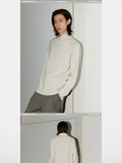 Y OFFICIAL Raglan High Neck Thermal Top in Gray