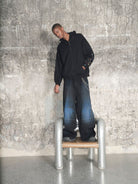 TRIANGLE PROJECT Gemstone Embellished Zip Hoodie in Black - On Model