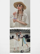 FUTURE UPDATE Rectangular Acetate Sunglasses in White - On Female Model