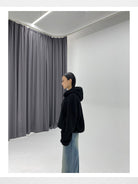 Alright then Oversized Teddy Fleece Hoodie in Black - On Model