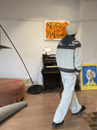 NeverSeez Fair Isle Jacquard Sweater in White - On Model