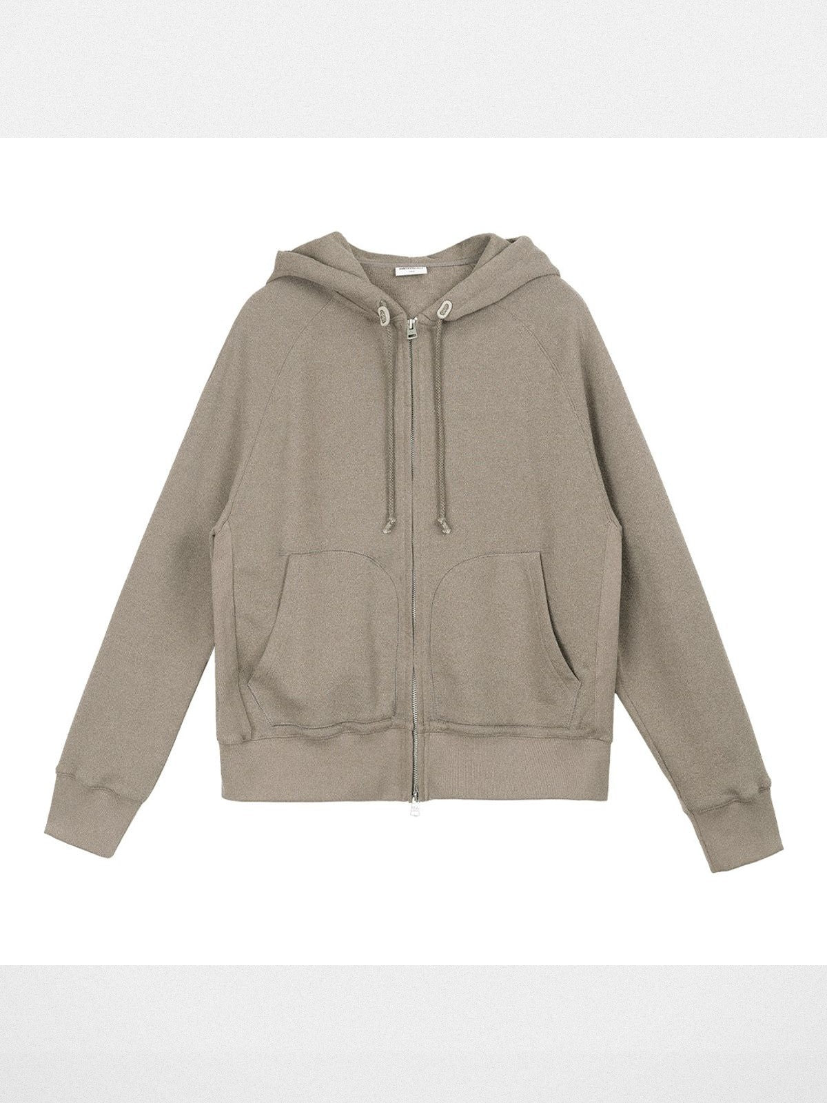Simple Project Cotton Blend Zip Up Hoodie in Beige